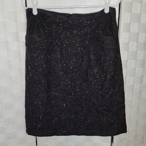 Theory Black Rainbow Speckled Virgin Wool Pencil Skirt Sz 6